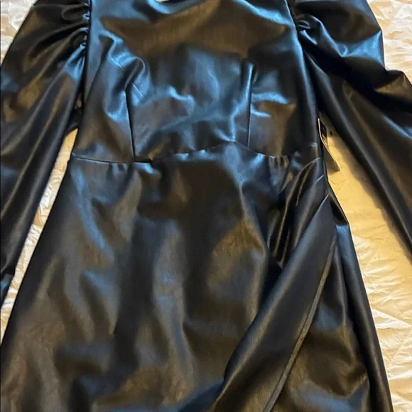 Express Black Faux Leather Midi Dress - Picture 3 of 4